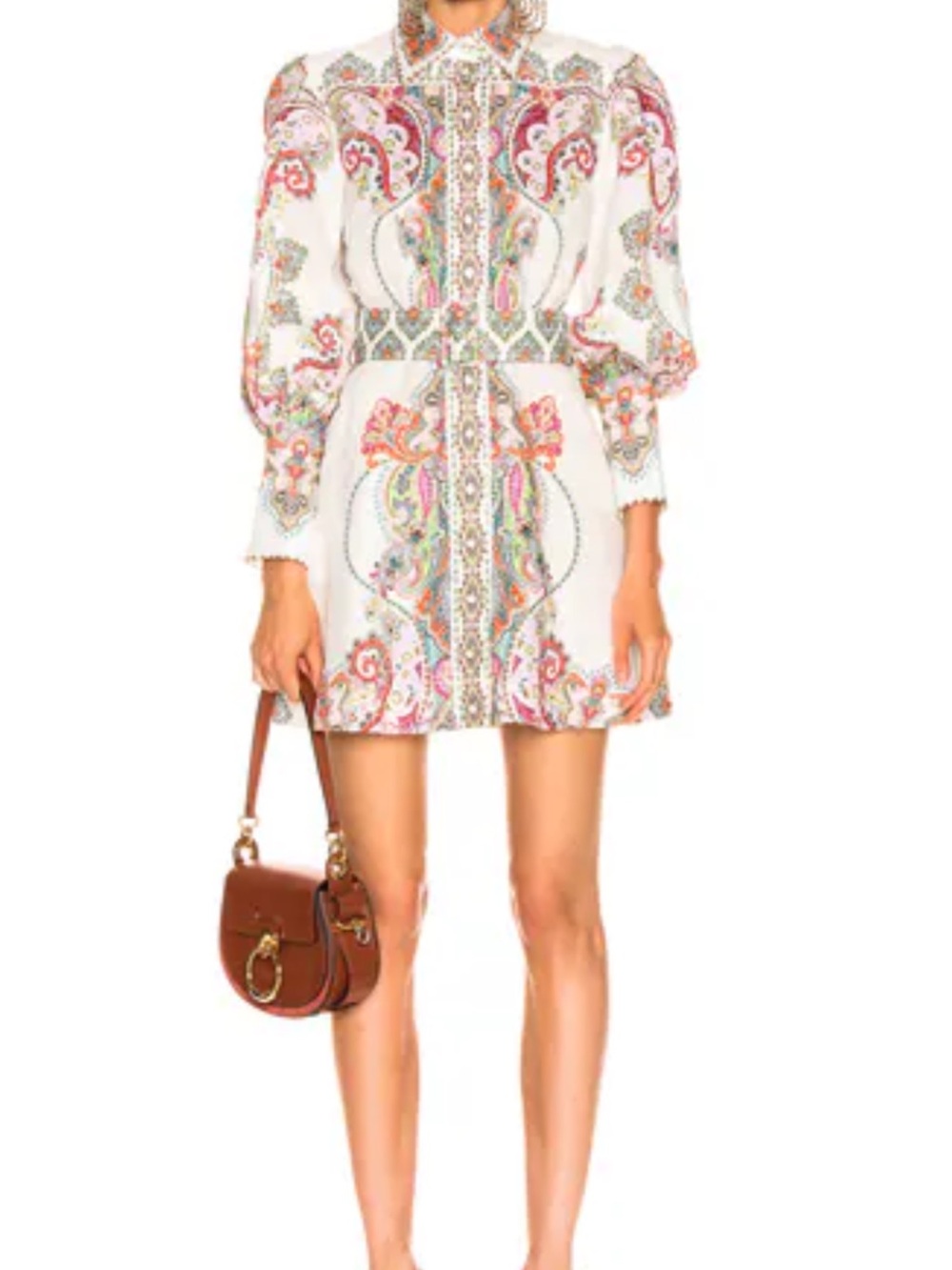 Zimmermann White Paisley-Print Puff-Sleeve Mini Dress - Picture 3 of 7